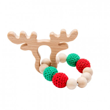 Грызунок-прорезыватель деревянный Рождественский Олень №10