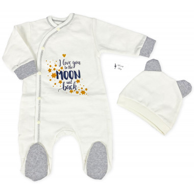 Человечек с шапочкой RoyalBaby До Луны и обратно (байка) р.56, 0-3 мес