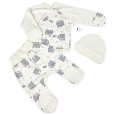 Комплект 3 ед. RoyalBaby Серые котики р.56, 0-3 мес