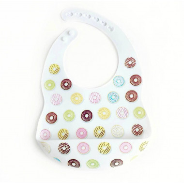 Нагрудник силиконовый Mommy Bag с карманом – Пончики