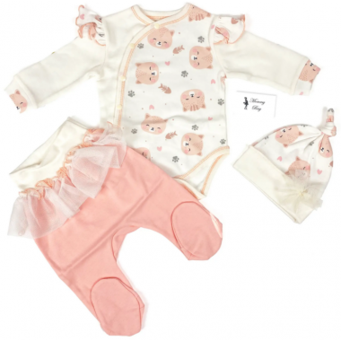 Комплект 3 ед. RoyalBaby Котята розовые с фатином р.56, 0-3 мес