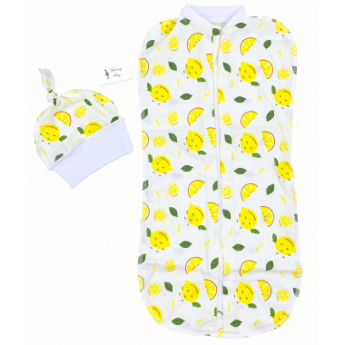 Евро-пеленка кокон на молнии с шапочкой Лимоны #13