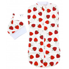 Евро-пеленка кокон на молнии с шапочкой Клубничка #19