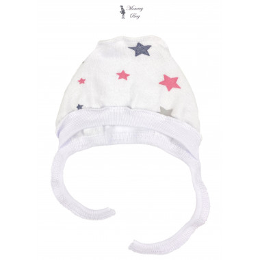 Шапочка-чепчик 0-3 мес Розовые звездочки №36