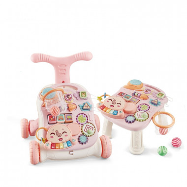 Ходунки 5в1 многофункциональный игровой центр-столик, "Первые шаги" Розовый