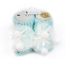 Пинетки-топики для новорожденных 0-12 мес Мятные с бумбонами