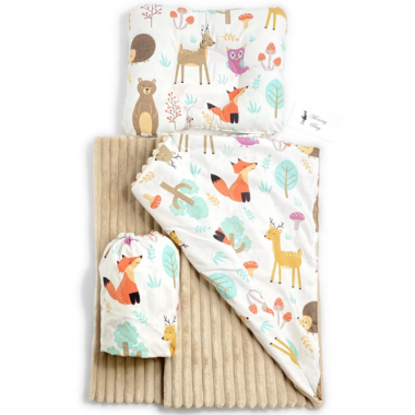 Набор в коляску 3в1 (простынь, плед, подушка) Зверята №2