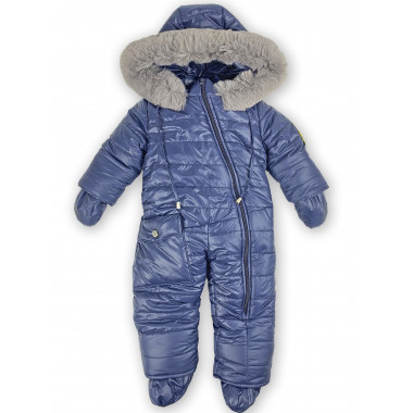 Комбинезон зимний (пуховый) RoyalBaby №10 Темно-синий с опушкой р.74, 9-12 мес