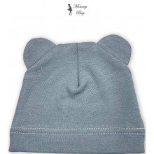 Шапочка Baby Body 0-6 мес Сине-серая с ушками №38