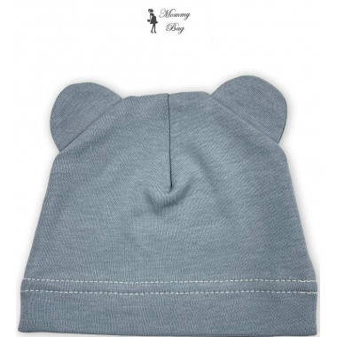 Шапочка Baby Body 0-6 мес Сине-серая с ушками №38