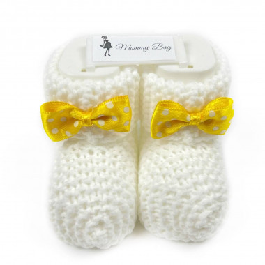 Пинетки-топики для новорожденных 0-12 мес Бело-желтые