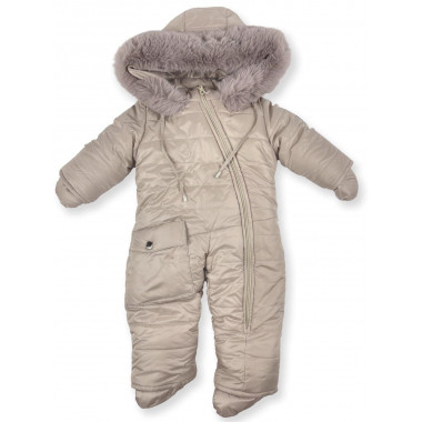Комбинезон зимний (пуховый) RoyalBaby №12 Бежевый с опушкой р.74, 9-12 міс
