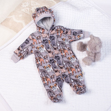 Комбинезон теплый RoyalBaby Собачки (трехнитка на флисе)) р.68, 3-9 мес