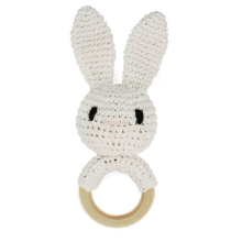 Грызунок-погремушка вязаная Зайка белый (ручная работа)