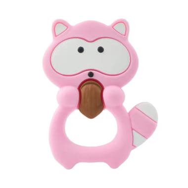 Силиконовый грызунок Mommy Bag Енотик с орешком Розовый