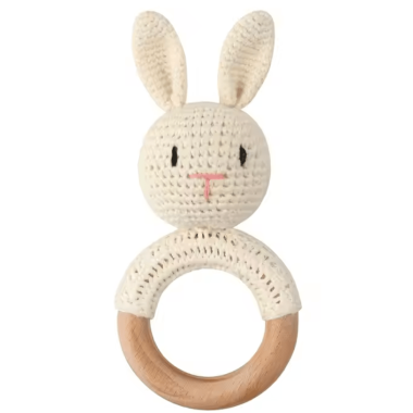  Грызунок-погремушка Зайка (вязанный)