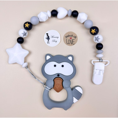 Грызунок силиконовый Mommy Bag Енотик серый