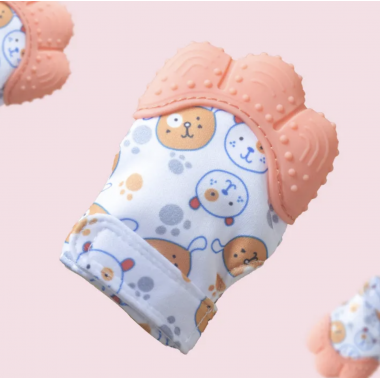 Грызунок варежка-шуршалка Оранжевая с собачками