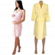 Набор ночная рубашка + халат – Пудрово-лимонный L/XL Набор ночная рубашка + халат – Пудрово-лимонный L/XL