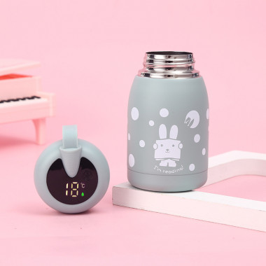 Умный сенсорный термос 320 мл с датчиком температуры Зайчик Голубой