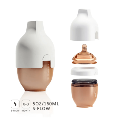 Бутылочка антиколиковая для кормления HEORSHE силиконовая, Белая, 160 мл