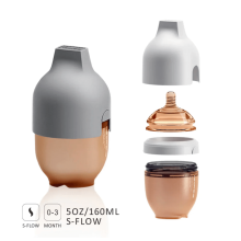 Бутылочка антиколиковая для кормления HEORSHE силиконовая, Серая, 160 мл Бутылочка антиколиковая для кормления HEORSHE силиконовая, Серая, 160 мл