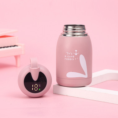 Умный сенсорный термос 320 мл с датчиком температуры Зайчик Розовый