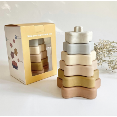 Развивающая силиконовая пирамидка Звездочка (Карамельная)