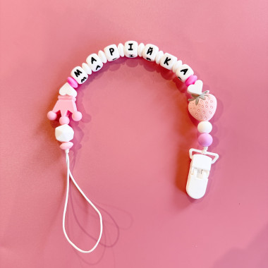 Держатель именной для пустышки Mommy Bag Зайчонок белый