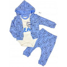 Костюм 3 ед. RoyalBaby Мишка Синий 62 (0-6 мес)