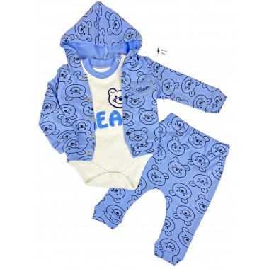 Костюм 3 ед. RoyalBaby Мишка Синий 62 (0-6 мес)