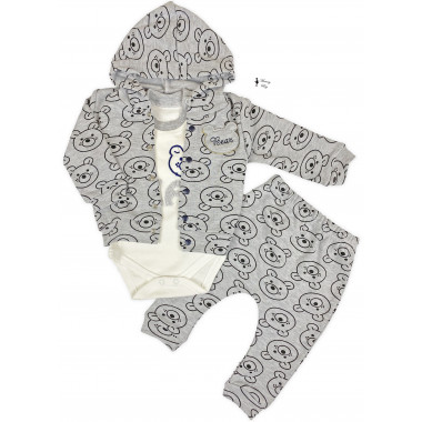 Костюм 3 ед. RoyalBaby Мишка Серый 62 (0-6 мес)