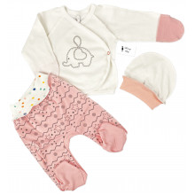 Комплект 3 ед. RoyalBaby Слоники для девочки Розовые р.56, 0-3 мес