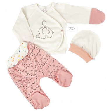 Комплект 3 ед. RoyalBaby Слоники для девочки Розовые р.62, 0-6 мес
