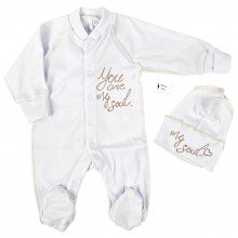 Человечек с шапочкой RoyalBaby “Ты моя душа..” р.56, 0-3 мес