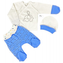 Комплект 3 ед. RoyalBaby Слоники для мальчика Синие р.56, 0-3 мес