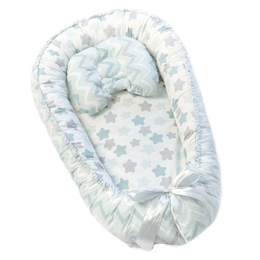 Кокон-гнездо (бебинест) + подушка в подарок №4 Звездочки