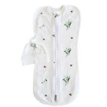 Евро пеленка кокон на молнии с шапочкой Эвкалипт (интерлок) №58 (0-6 мес)