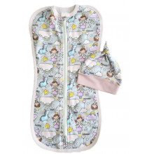 Евро пеленка кокон на молнии с шапочкой Феи с единорогами (байка) №13 (0 – 6 мес)