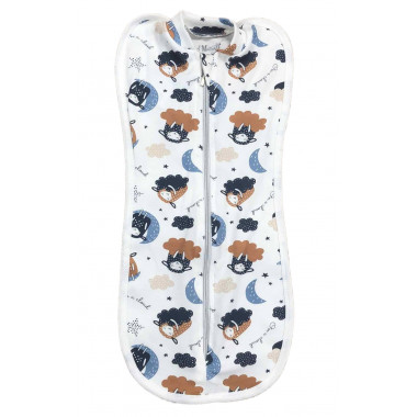 Евро пеленка кокон на молнии Барашки на облачках (интерлок) №19 (0 – 6 мес)