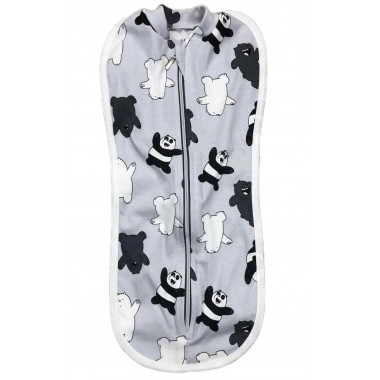 Евро пеленка кокон на молнии Панды (интерлок) №18 (0 – 6 мес)