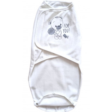 Пеленальный кокон на липучках 0-6 мес – №2 Мишка (байка)