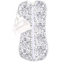 Пеленальный кокон с шапочкой 0-6 мес – №6 Динозаврики (байка) Пеленальный кокон с шапочкой 0-6 мес – №6 Динозаврики (байка)