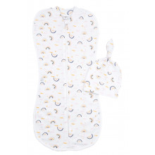 Евро пеленка кокон на молнии с шапочкой Радуги (интерлок) №25 (0 – 6 мес)