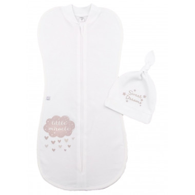 Евро пеленка кокон на молнии с шапочкой Маленькое чудо (интерлок) №8 (0 – 6 мес)