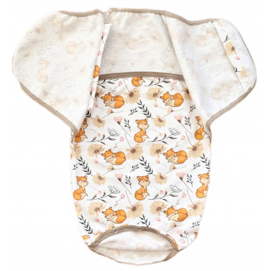 Евро пеленка кокон на липучках с шапочкой Лисички с цветочками (байка) №16 (0 - 6 мес)
