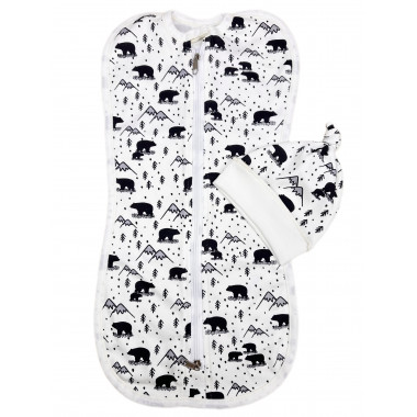 Евро пеленка кокон на молнии с шапочкой Мишки в горах (интерлок) №48 (0-6 мес)