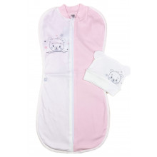Евро пеленка кокон на молнии с шапочкой Мишка молочно-розовый (интерлок) №46 (0-6 мес) Евро пеленка кокон на молнии с шапочкой Мишка молочно-розовый (интерлок) №46 (0-6 мес)