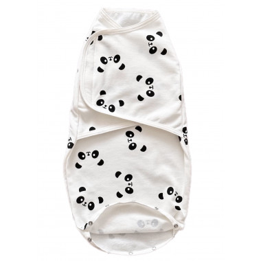 Евро пеленка кокон на липучках Панды (интерлок) №18 (0-6 мес)