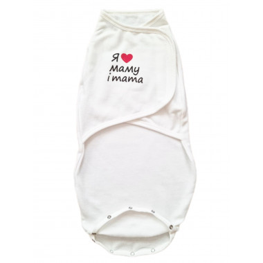 Евро пеленка кокон на липучках Я люблю маму и папу (байка) №17 (0-6 мес)